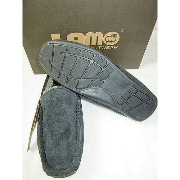 Lamo Men's Suede Boston Slip on Loafer Driving Moc Black Super Cozy NIB CM1244 - Picture 4 of 5
